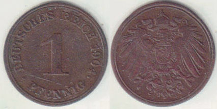 1904 J Germany 1 Pfennig A005545